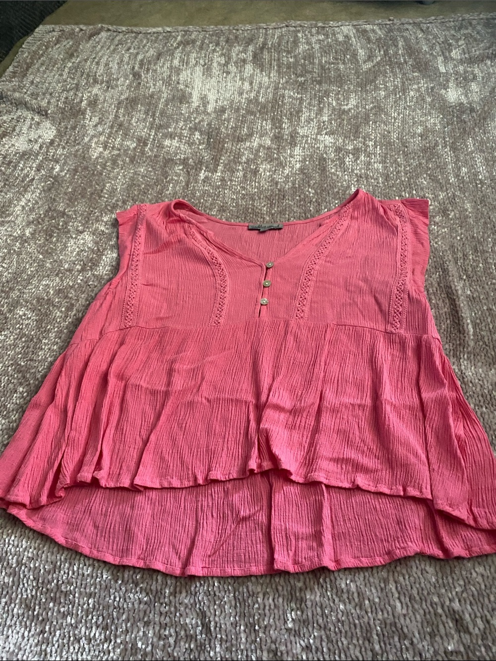 Sleeveless Pink Tiered Peasant Top - Unbranded
